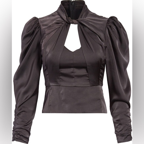 ASTR the Label Black Twist Mock Neck Cutout Peplum Top Size Small NWT - Picture 12 of 14